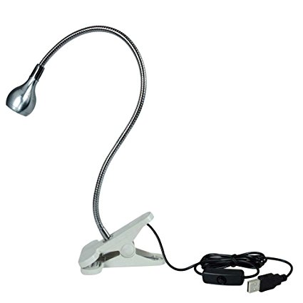 Clamp Lamp light,LVL LED Flexible Goose Neck Adjustable Desk Lamp ,2W Energy-Efficient Book Lights for PC Beside Laptop Headboard Studying Working,with USB ON/OFF Switch Portable (Silver)