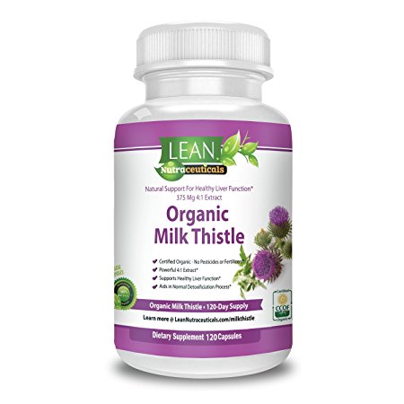 120 Ct 1500mg Pure Organic Milk Thistle Supplement Capsules of 4:1 Milk Thistle Seed Pills – Max Concentration Silymarin Extract for Liver Function Support, Detox & Cleanse – LEAN Nutraceuticals