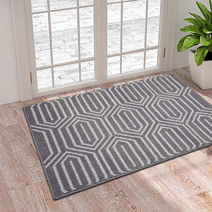 OLANLY Indoor Door Mat, 32x48, Non-Slip Absorbent Resist Dirt Entrance Mat, Washable Low-Profile Inside Floor Mat Doormats for Entryway, Grey