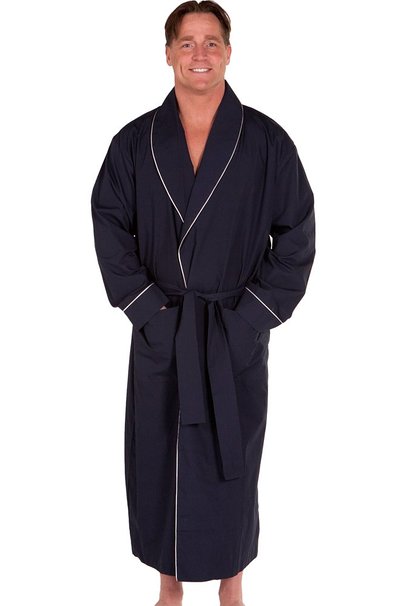 Del Rossa Men's Premium 100% Cotton Lightweight Woven Bathrobe Robe