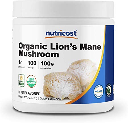 Nutricost Organic Lion's Mane Mushroom Powder 100 Grams - Certified USDA Organic