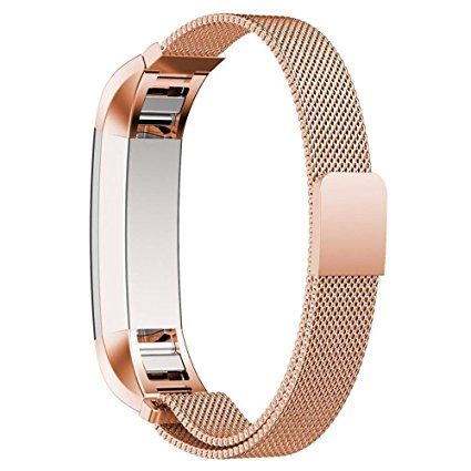 Fitbit Alta Bands,PUGO TOP Milanese Loop Stainless Steel Bracelet Strap Band for Fitbit Alta Smart Watch No Buckle Needed with Unique Magnet Lock