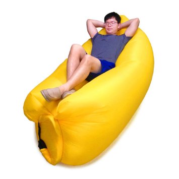 AUQITEK Outdoor Inflatable Lounger, Nylon Fabric Beach Lounger Convenient Compression Air Bag Hangout Bean Bag Portable Dream Chair