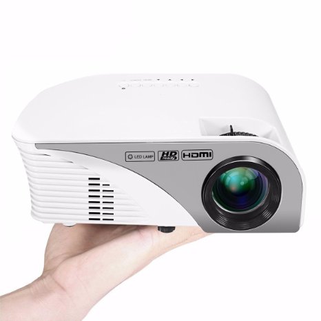 Portable LED Projector,ELEGIANT 1200 LM Mini Multimedia Home Theater Projector,Max 120" Screen Optical Keystone AV/VGA/SD/USB/HDMI Interface,Ideal for Video Game,Movie Night,Family Videos and Pictures