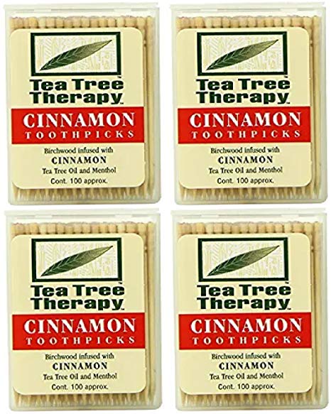 Tea Tree Therapy Toothpicks, Cinnamon, 100 Count (4-Pack)