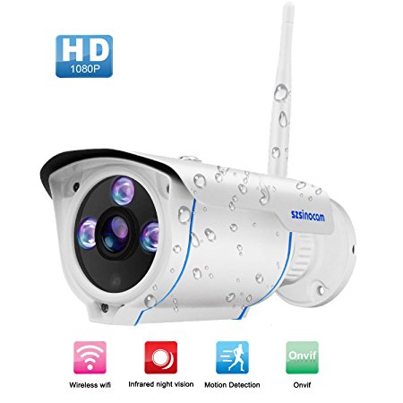 [Updated Version] Wireless Security Camera Outdoor,SZSINOCAM FHD 1080P Wifi IP Cameras,Waterproof Surveillance CCTV camera Night Vision With Advanced chips, Onvif Motion Detect,Email Alert,Automatically Recording For Indoor Outdoor
