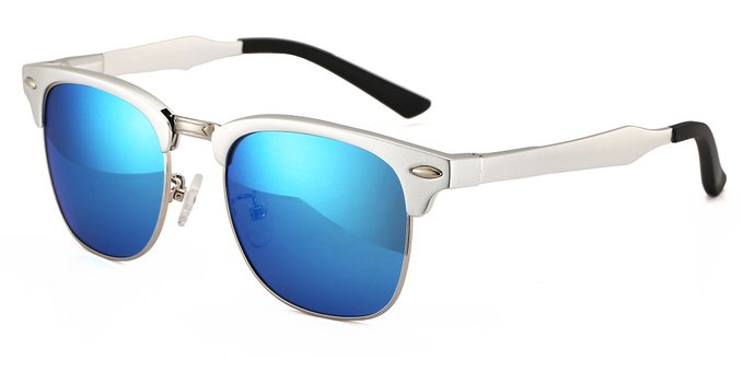Larvin Torria Half Frame Polarized Wayfarer Sunglasses with Metal Rivets