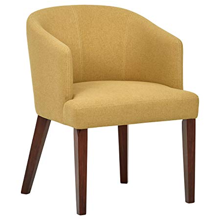 Rivet Alfred Mid-Century Modern Wide Curved Back Accent Kitchen Dining Room Chair, 25.2"W, Canary Yellow