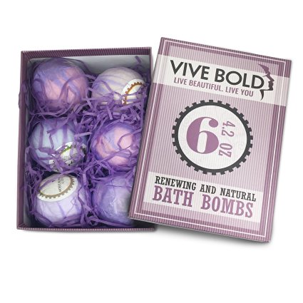 100% Organic Vive Bold Bath Bombs Set of 6 - Made with Therapeutic Fragrances