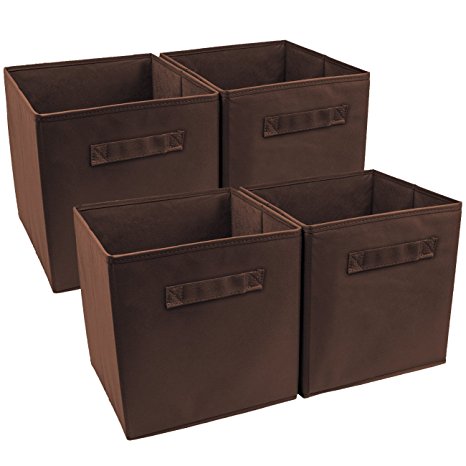 Sorbus Foldable Storage Cube Basket Bin (4 Pack, Chocolate)