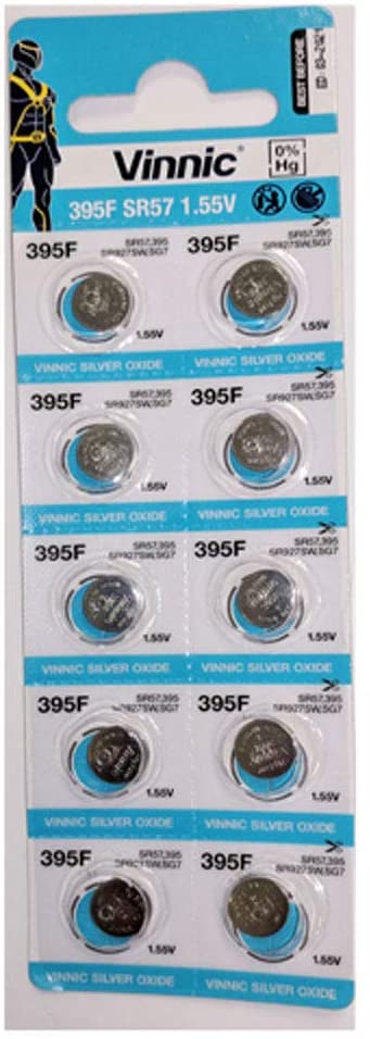Vinnic 395F Silver Oxide Coin Battery (10 Pack) 1.55v 38.5mAh