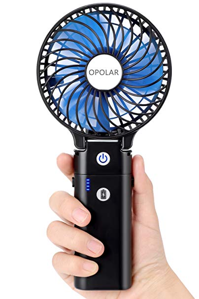 OPOLAR Battery Operated Handheld Fan, Portable Personal Fan with 5200mAh Detachable Power Bank, 5-20H Working Time, Foldable, 3 Setting, for Home, Travel, Camping, Fishing, Running, Biking, or Sports