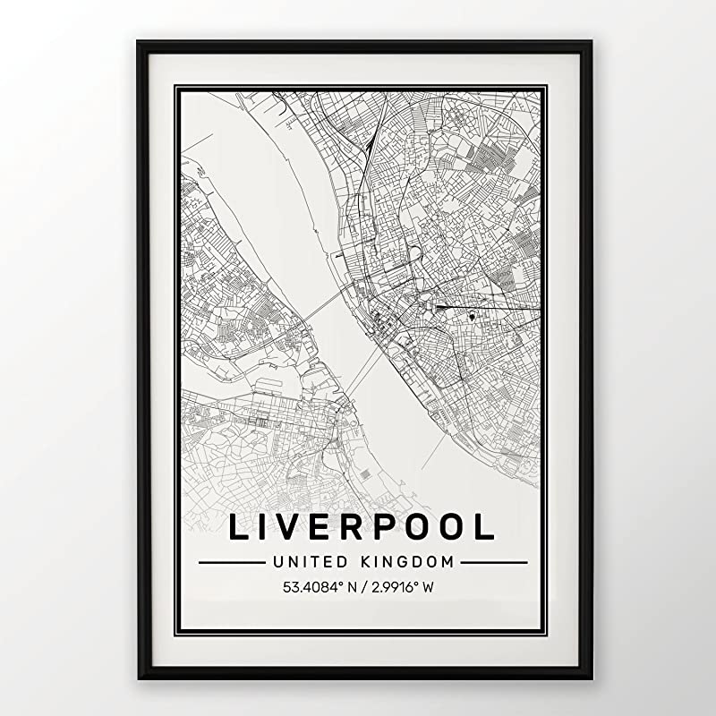 Liverpool City Map Print 50x70cm poster modern contemporary