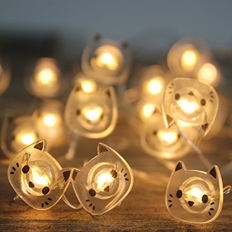 Battery Operated String Lights Cat 20 Count With Timer 6 Hour On and Auto Shut-off Timer Control 8 Feet LED Christmas Lights Outdoor for Anniversary Wedding Birthday Party(CAT)