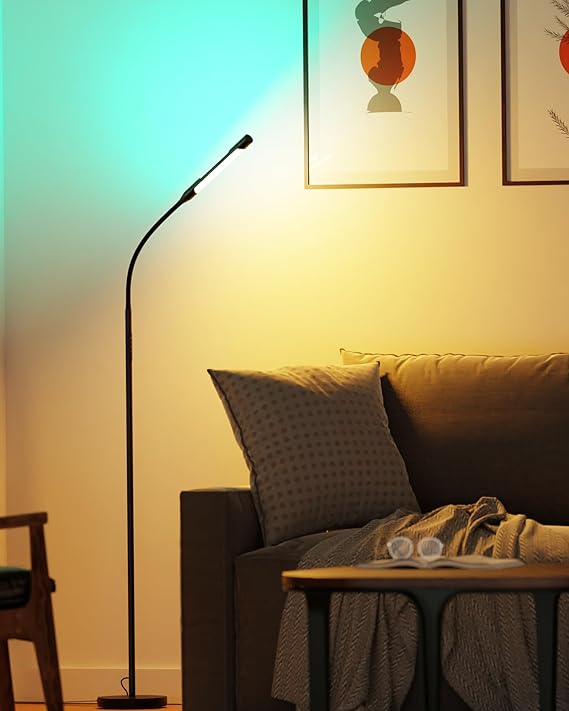 ULG RGB Floor Lamp, Task & Ambience Light 2-in-1 Corner Lamp 5%-100% Dimmable Super Bright LED Lamp, 3000K, 4000K, 6500K Touch Control 360°Adjustable Gooseneck Lamp for Living Room, Bedroom, Office