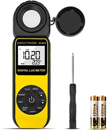 AP-881D Digital LUX Meter Light Meter Range Up to 400,000Lux,Handheld Digital Light Meter Ambient Temperature CE,ISO,ROHS,GMC Approved