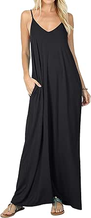 levaca Women's Casual Summer Beach Maxi Dress with Pocket