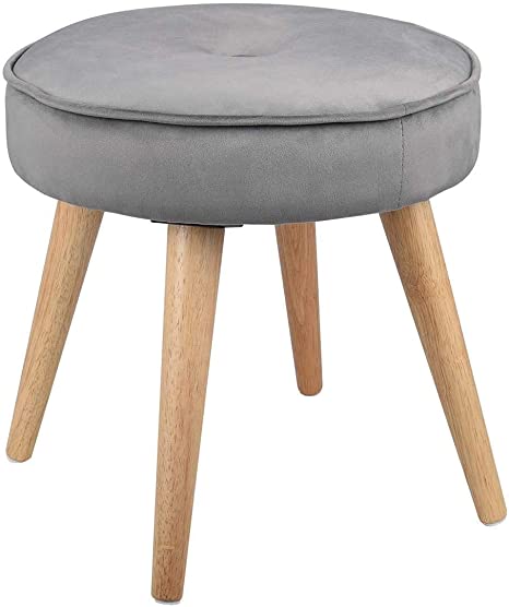 Elegant Upholstered Fabric Lounge Chair - LINKLIFE Fabric Round Footstool Gray Reclining Club Chair