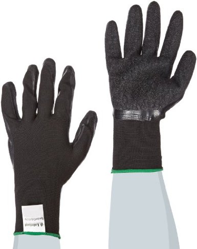 Lakeland 7-2506 SpriderGrip Lightweight Polyester Latex Dipped Glove, Work, Large, Black (12 Pair)