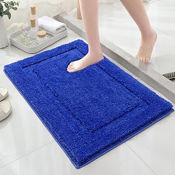 SHACOS Super Soft Bath Rug 20"x32" Non Slip Bathroom Rugs Absorbent Microfiber Bath Mat Bathroom Floor Rug Washable Indoor Rug (20"x32",Royal Blue)