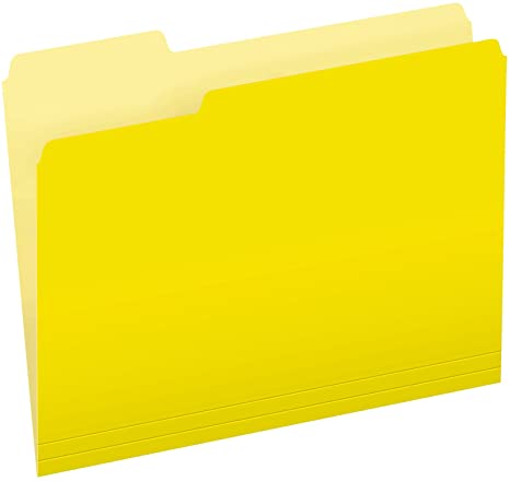 Pendaflex Two-Tone Color File Folders, Letter Size, Yellow, 1/3 Cut, 100 per box (152 1/3 YEL)