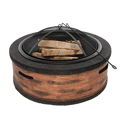 Sun Joe SJFP28-STN-RW Fire Joe 28" Rustic Wood Fire Pit