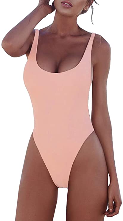 PRETTYGARDEN Women's One Piece Tummy Control U Neck Backless Swimsuits Bathing Suit Swimwear Beachwear