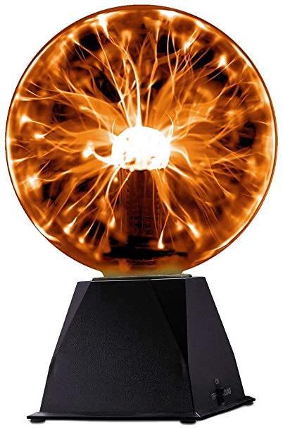 Katzco Orange Interactive Plasma Ball - 7.5 Inch - Nebula, Thunder Lightning, Plug-in - for Parties, Decorations, Prop, Home