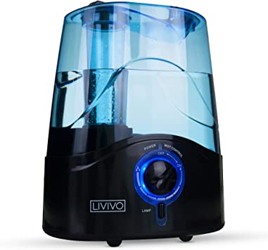 LIVIVO 4.5L Ultrasonic Cool Mist Humidifier Good For Sleep Skin Health, Relieves Cold Asthma 16 Working Hours LED Light Fresh Quiet Air Humidifiers For Bedroom Office Baby Room Home (Black)