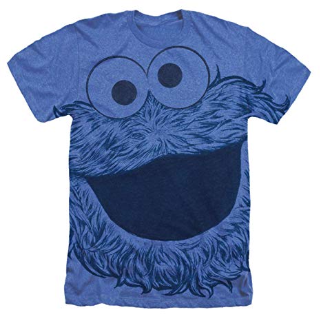 Sesame Street Cookie Monster Face All Over Heather T Shirt & Stickers