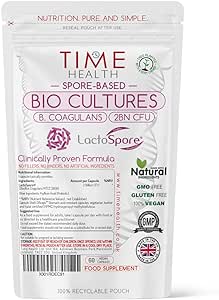 LactoSpore (Bacillus Coagulans) Spore Based Bio Cultures – 2 Billion CFU x 60 Capsules – 15BN CFU/g – Science-Backed Probiotic with Prebiotic Psyllium Husk for Good Gut Flora – UK Made