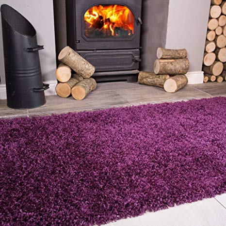 The Rug House Ontario Plum Purple Fireside Fireplace Mantelpiece Hearth Shaggy Shag Fluffy Living Room Area Rug