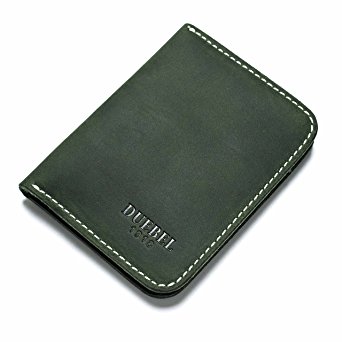 DUEBEL Bi Fold Slim Top Genuine Leather Thin Minimalist Front Pocket Wallets for Men, Made From Full Grain