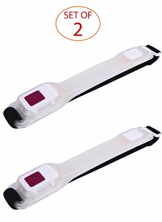 SleekLighting LED Armband, 2 Pack - Perfect Night Safety Lighting (Red Light) -Comfort Fit on Arms, Ankles, Dual Light Mode for Versatility! (Batteries Included)