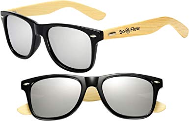 SoFlow Bamboo Wood Sunglasses (Polarized) for Men & Women - Wooden - Large Frame