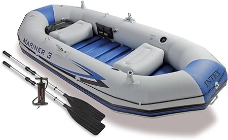 Intex Mariner 3 Boat Set, Grey/Black/Grey, OS