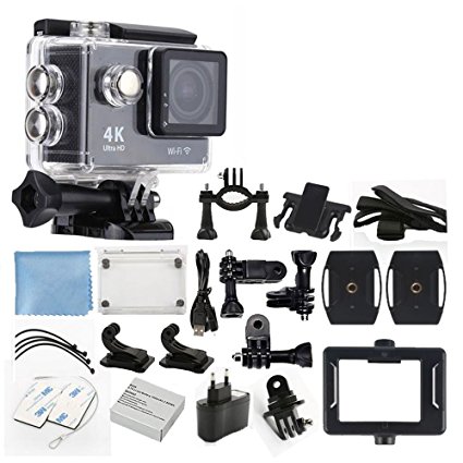 4K Ultra HD DV 12MP 1080p 60fps Sports Action Camera (Black) - Wi-Fi   170° Wide Angle Lens   Waterproof Case, Clip & Bracket   Bike Bracket   Cleaning Cloth   Top Value Accessory Bundle