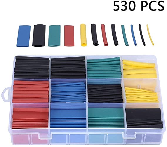 ValueHall 530 pcs Heat Shrink Tubing, Polyolefin Material, 2 : 1 Heat Shrink Ratio, Heat Shrink Tube Assortment Wire Protection and Insulation 8 Sizes /5 Colors V7003-4