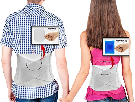 Back Brace Lumbar Sacral Support, Adjustable Elastic Back Support Pain Reliever Belt & Pressure In The Lower Back, Includes Foam and Gel Pack-Crisscross Style Lower Spine Stress Reliever.