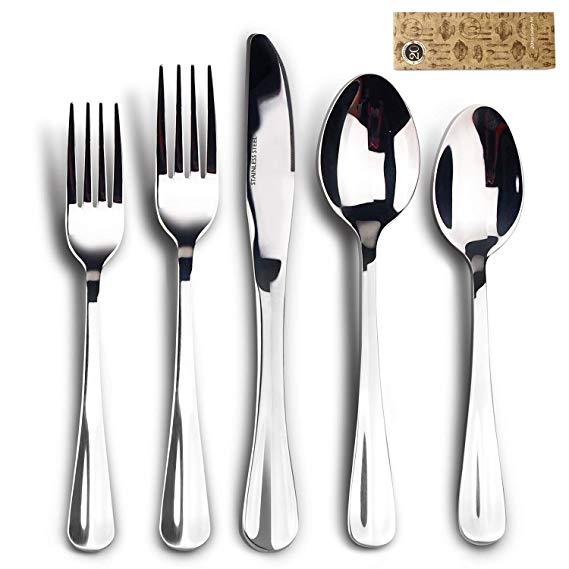 Silverware Set, Elegant Life 20-Piece Stainless Steel Flatware Sets, Cutlery set, Mirror Polishing Cutlery Sets, Delicate and Practical Tableware sets, Multipurpose Use for Home, Restaurant Tableware