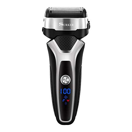SURKER Electric Shaver Razor for Men Foil Shaver Wet and Dry Waterproof with Sidebums Trimmer LED Display USB Charging
