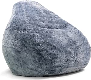 Big Large Teardrop Foam Filled Bean Bag Chair with Removable Cover, Gray Short Shag, 4 feet Big