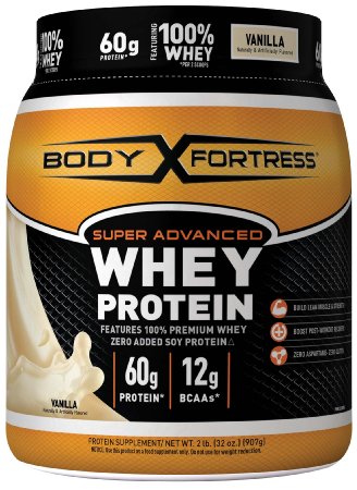 Body Fortress Super Advanced Whey Protein Powder, Vanilla, 2 Pound