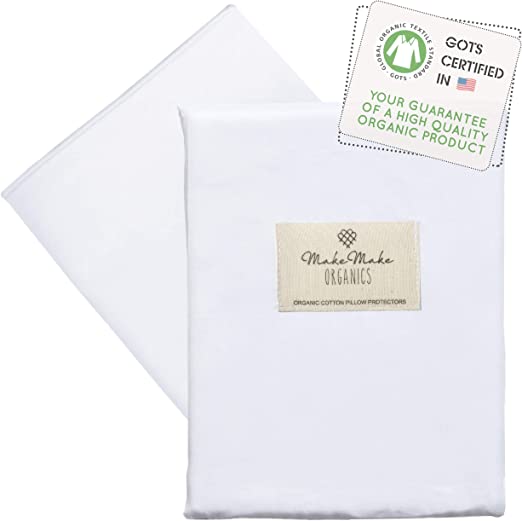 MakeMake Organics Organic Cotton Toddler Pillowcase (Set of 2) GOTS Certified Organic Cotton Pillow Cases Zippered (14x19, Bright White)