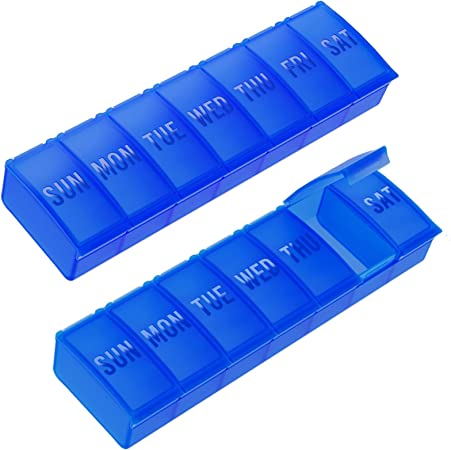 TookMag 2 Pack Extra Large Pill Organizer Weekly, Daily Pill Case 7 Day, Large Capacity Medicine Organizer for Pills/Vitamin/Fish Oil/Supplements (Blue)