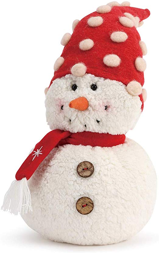 DEMDACO Chenille Snowman Rosy Red 17 x 10 Plush Polyester Fabric Holiday Figurine