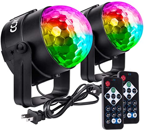 Sound Activated Disco Ball Party Lights, Portable RGB Disco Lights, LED Strobe Lights, Dance Lights, 7 Modes Stage Par Light for Home Dance Parties Birthday Karaoke DJ Bar Pub Wedding Show with Remote