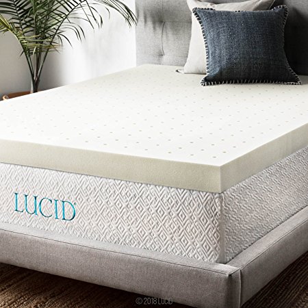 LUCID 4 Inch Ventilated Memory Foam Mattress Topper - 3-Year Warranty - Full XL