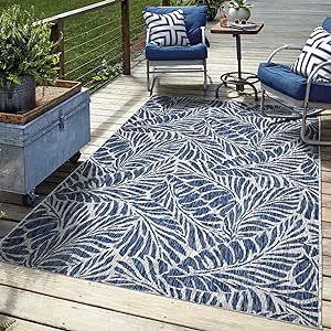 Keen Home Design Modern Outdoor Rug - 8x10Textured Washable Indoor/Outdoor Rug for Patio, Kitchen, Balcony, Beach, Garden, Deck and Porch. Size: 7'9" x 10'2"