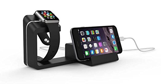 Dual 2-in-1 Charging Stand & Dock for Apple Watch and Apple iPhone (Black)